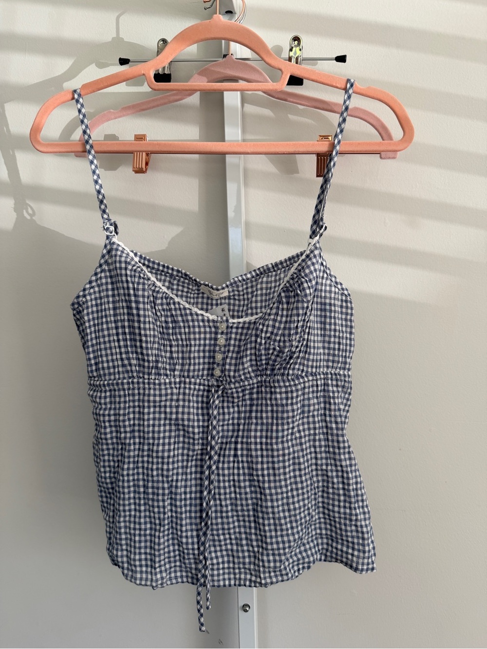 John Colt Blue Gingham Spaghetti Strap Tank Top1 size
